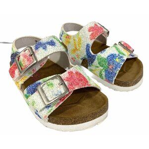Rachel Shoes Lil Jill 6M Baby Footbed Sandals Floral Glitter‎ Buckle Summer Baby